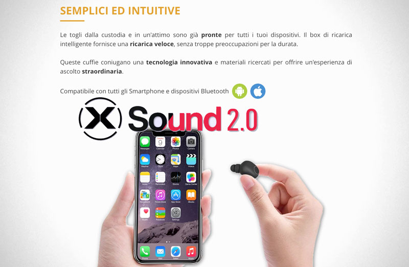 Cuffie xSound 2.0 specifiche tecniche